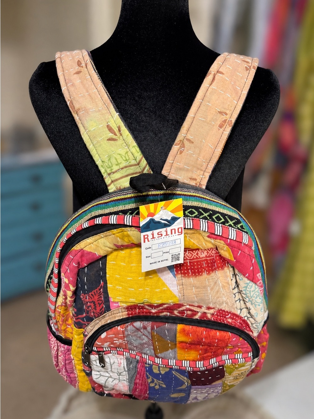 Rising Patchwork Quilted Backpack - Multicolor - Picture 2 of 5